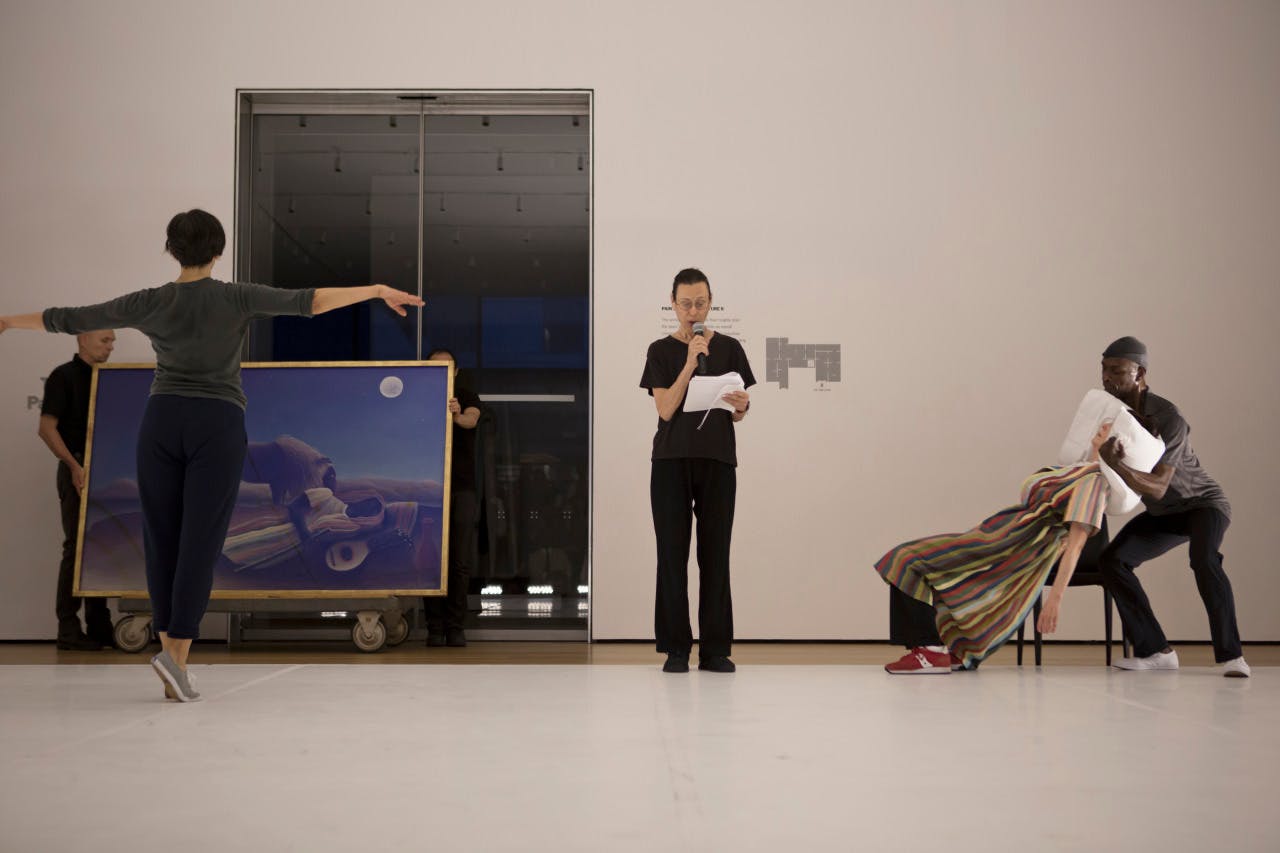 A scene from Yvonne Rainer, The Concept of Dust, courtesy of Charles Aubin and Performa