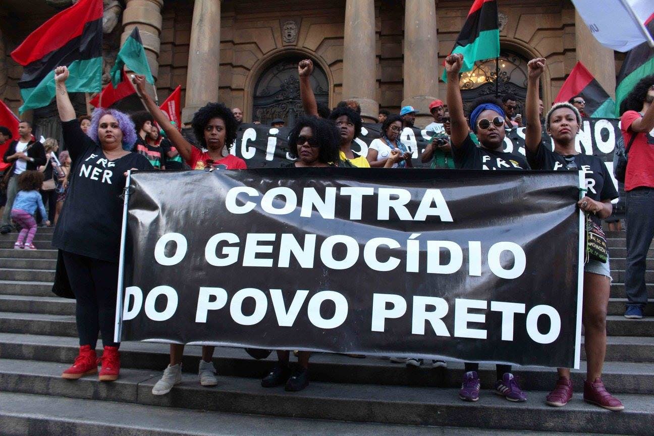 Image of organizers against anti-Black genocide in Brazil